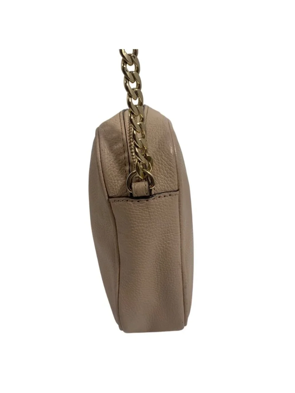 Michael Kors Fulton Blush Pink Pebbled Leather Crossbody Bag Gold Chain Strap